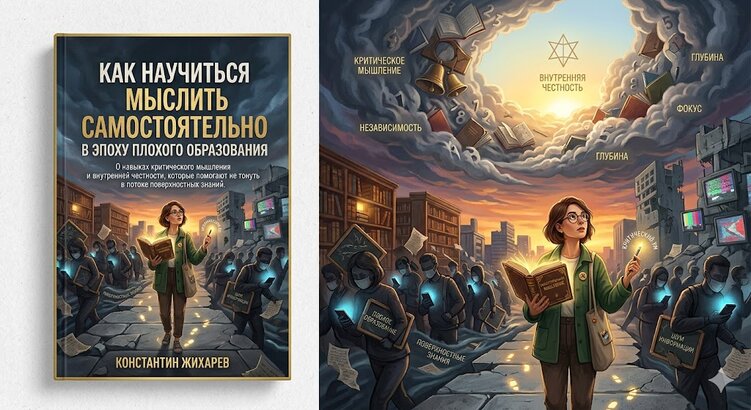 Человек с блокнотом и книгами, изучающий информацию самостоятельно