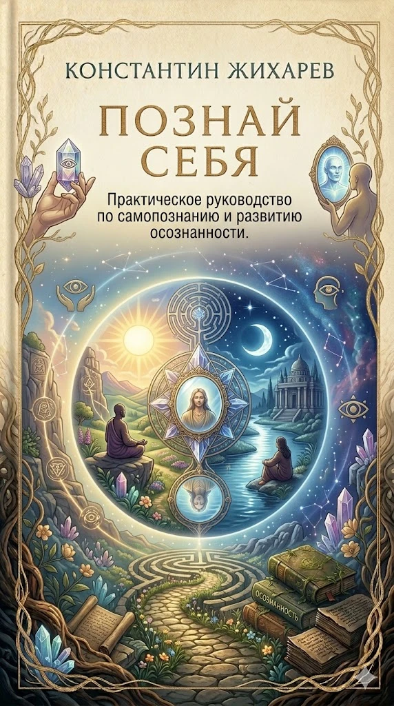 Книга о самопознании и осознанности на деревянном столе